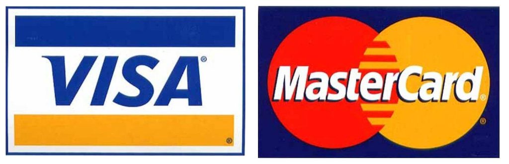 Visa and mastercard logos.